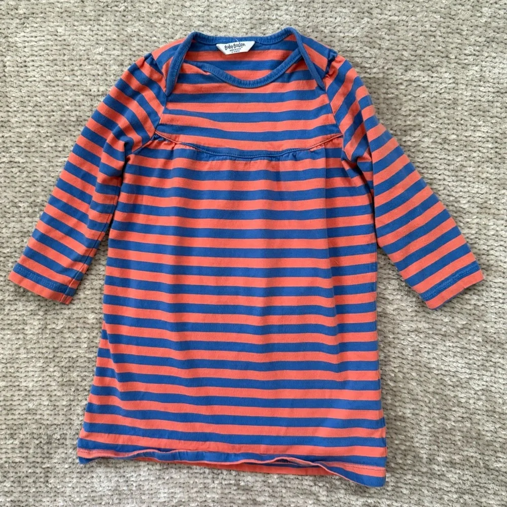Baby Boden Striped Long Sleeve‎ Dress Red Blue 12-18M
